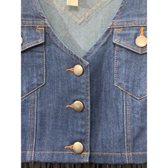 Denim Overall Top Tulle Sheer Y2K Long Sheer Front Hi Low Forever 21 Exclusive M - Picture 6 of 8